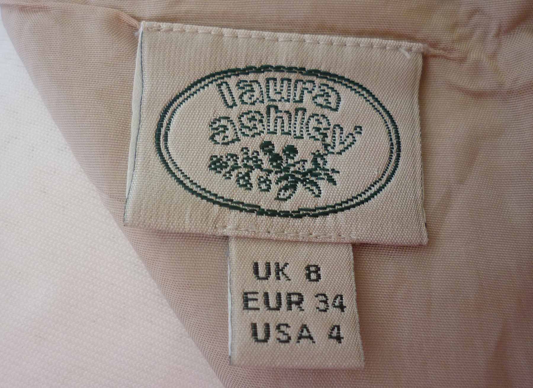 Cream Beige Linen Shift Dress Vintage LAURA ASHLEY UK8 (34) 1990s Embroidered - Image 6
