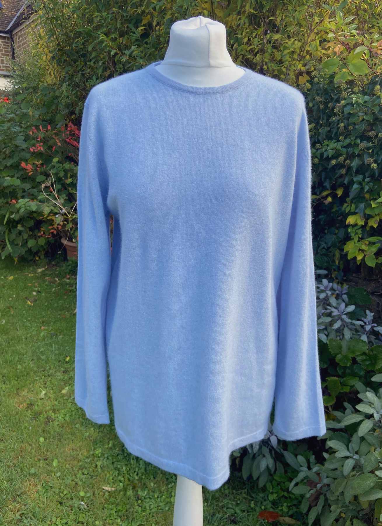 Blue Round Neck Jumper ARTIGIANO UK16 (42) Italian Wool Cashmere Blend Brand New
