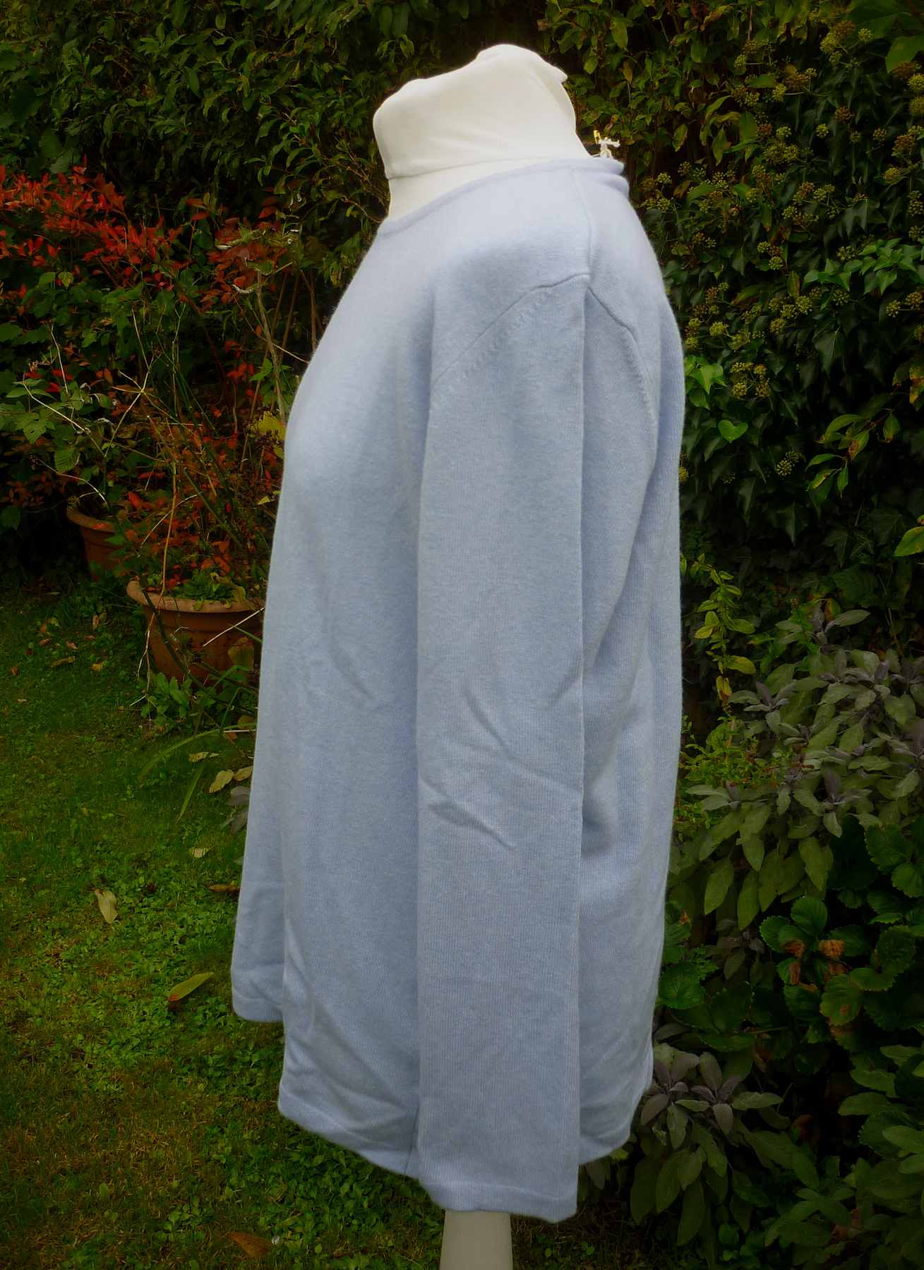 Blue Round Neck Jumper ARTIGIANO UK16 (42) Italian Wool Cashmere Blend Brand New - Image 3