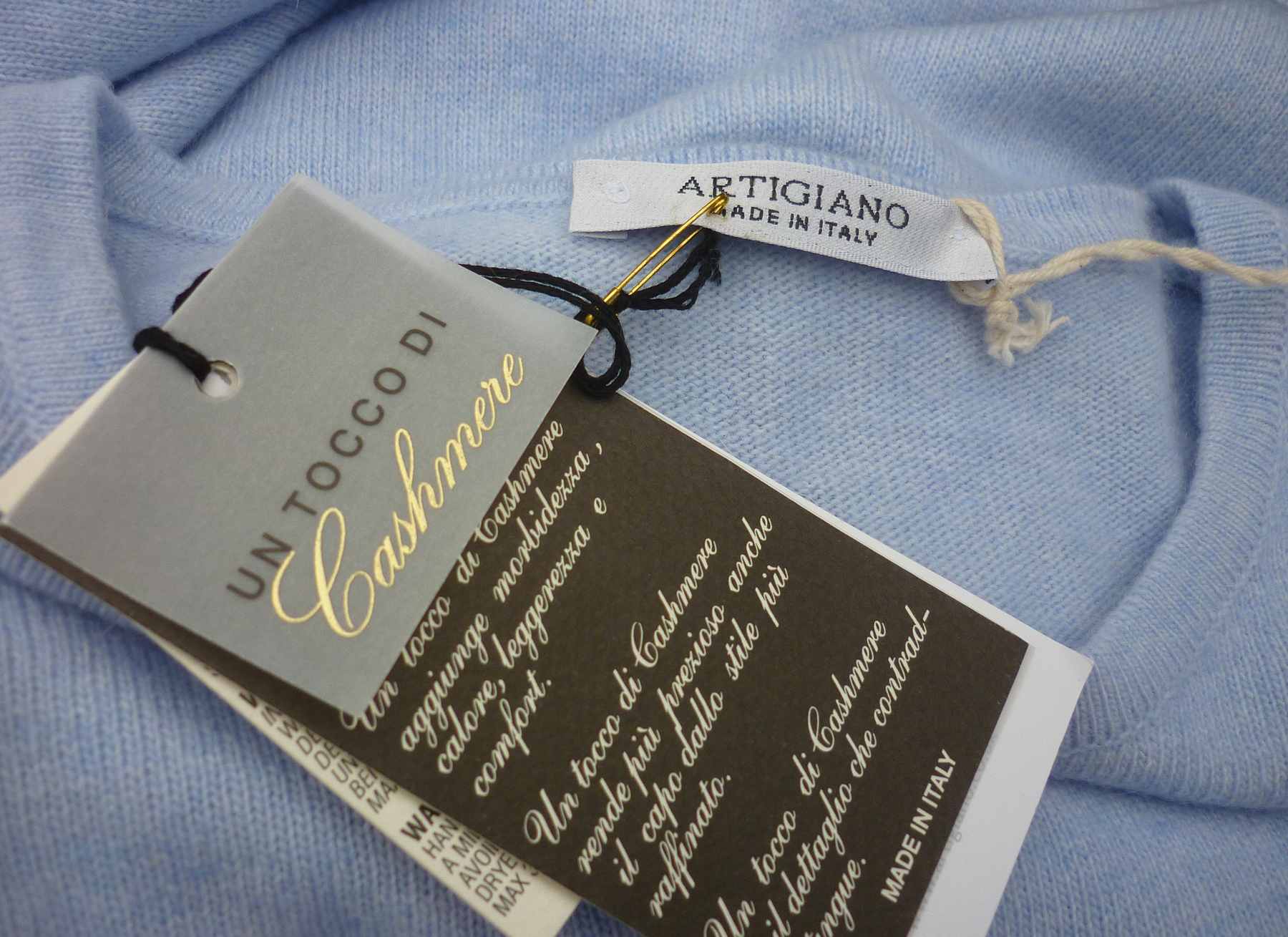 Blue Round Neck Jumper ARTIGIANO UK16 (42) Italian Wool Cashmere Blend Brand New - Image 4