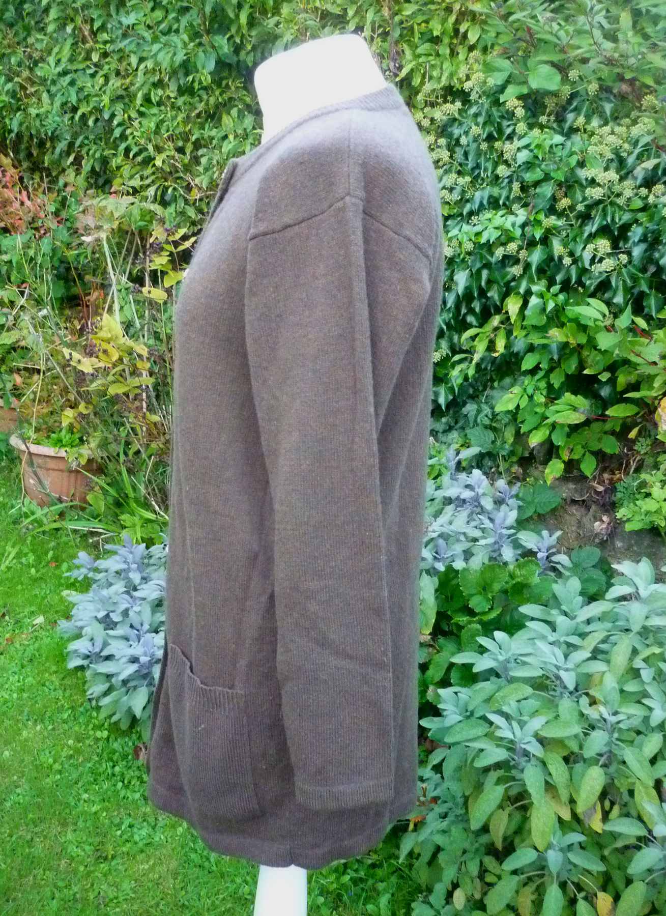 Brown LAURA ASHLEY Cardigan UK14 (40) Vintage Pure Wool Round Neck Fancy Buttons - Image 2