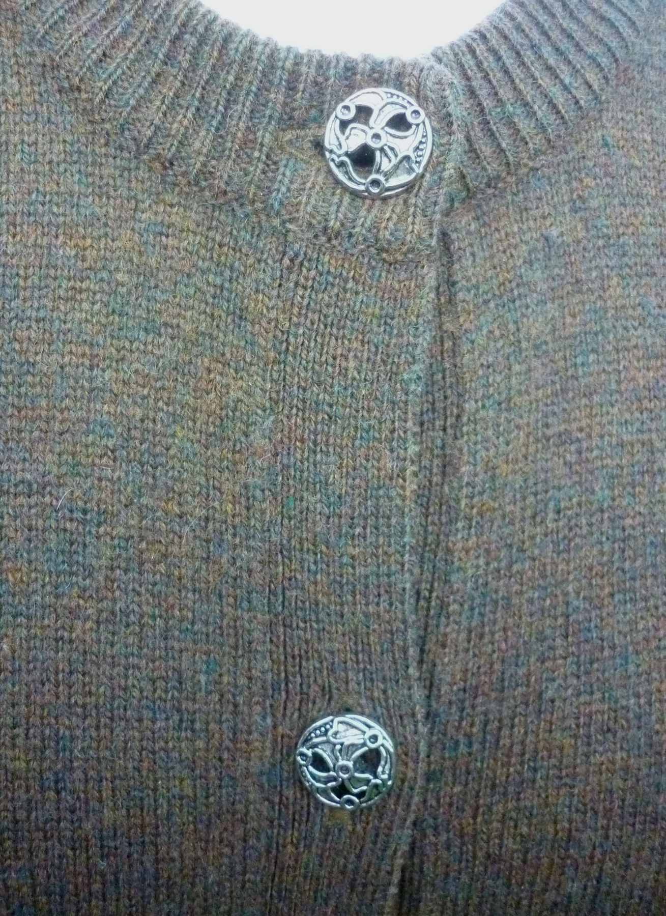 Brown LAURA ASHLEY Cardigan UK14 (40) Vintage Pure Wool Round Neck Fancy Buttons - Image 4