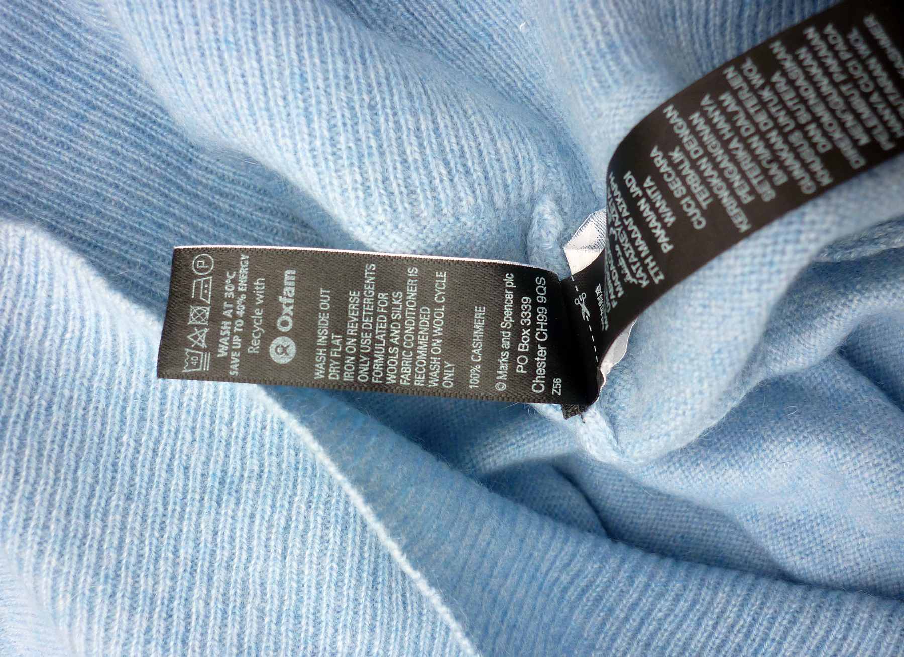 Light Blue Cashmere Jumper MARKS & SPENCER UK18 (44) V Neck Long Sleeve - Image 6
