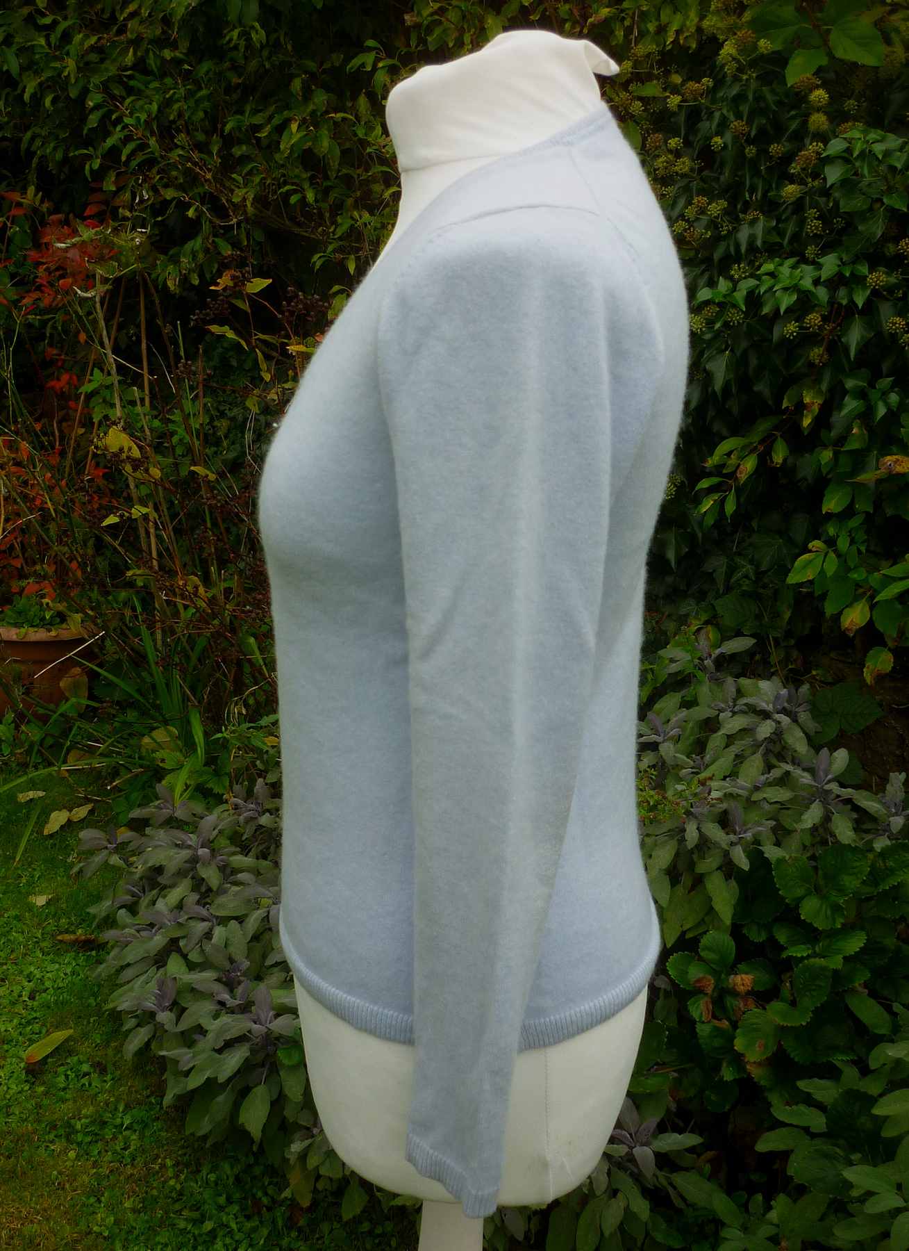 Light Blue Cashmere Jumper JOHN LEWIS UK10 - 12 V Neck Long Sleeve - Image 3