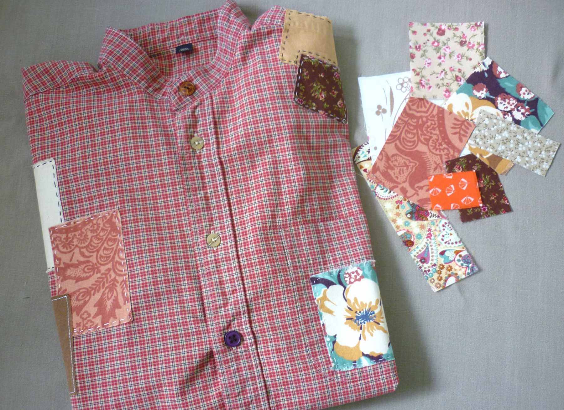 Vintage-Patch Iron & Sew Brown Shades Floral Cotton Fray Edge Patch Kit - Image 4