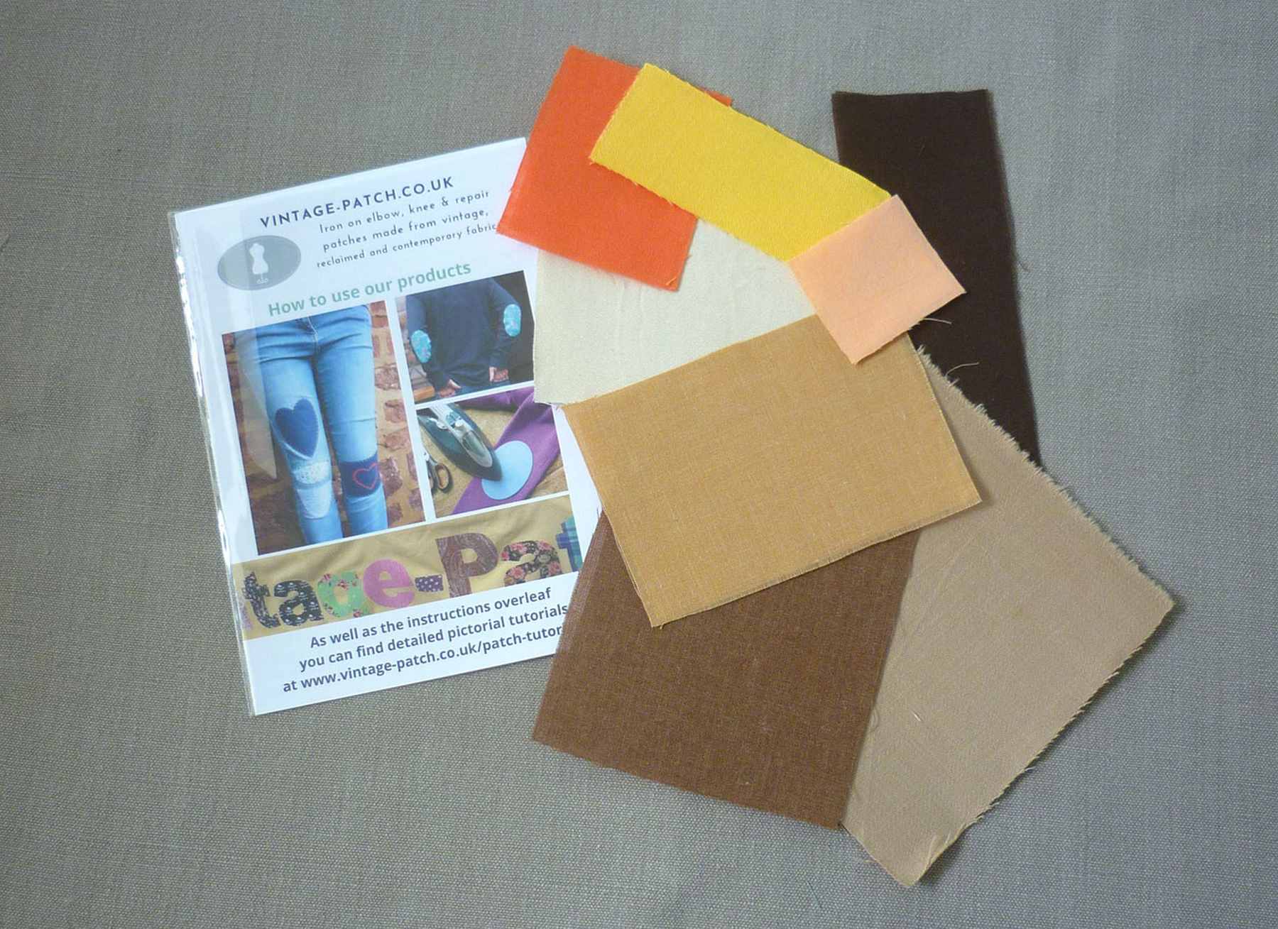 Vintage-Patch Iron & Sew Brown Shades Plain Cotton Fray Edge Patch Kit