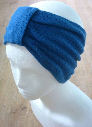 Upcycled Jersey Headband 'Wear-Two-Ways' Style Mid Blue Airtex