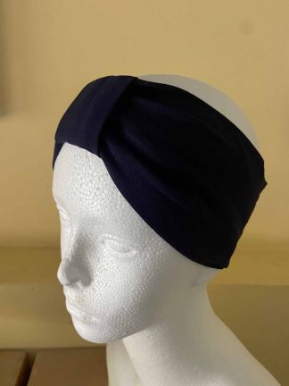 Upcycled Jersey Headband 'wear-two-ways' style plain Navy Blue