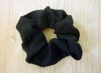 Upcycled Chiffon Hair Scrunchie Classic Black Plain