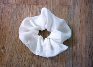 Upcycled Chiffon Hair Scrunchie Classic Plain Cream Colour