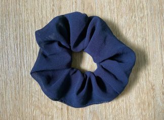 Upcycled Chiffon Hair Scrunchie Navy Blue Plain