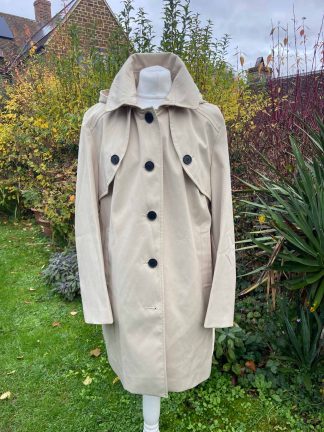 Cream Hooded Trenchcoat Rain Mac Heritage brand Dannimac UK 20 Unworn Vintage
