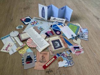 Pack of 10 or 20 Handmade Mixed Media Ephemera Items in Nautical Ocean Seaside Theme for True Junk Journal and Craft