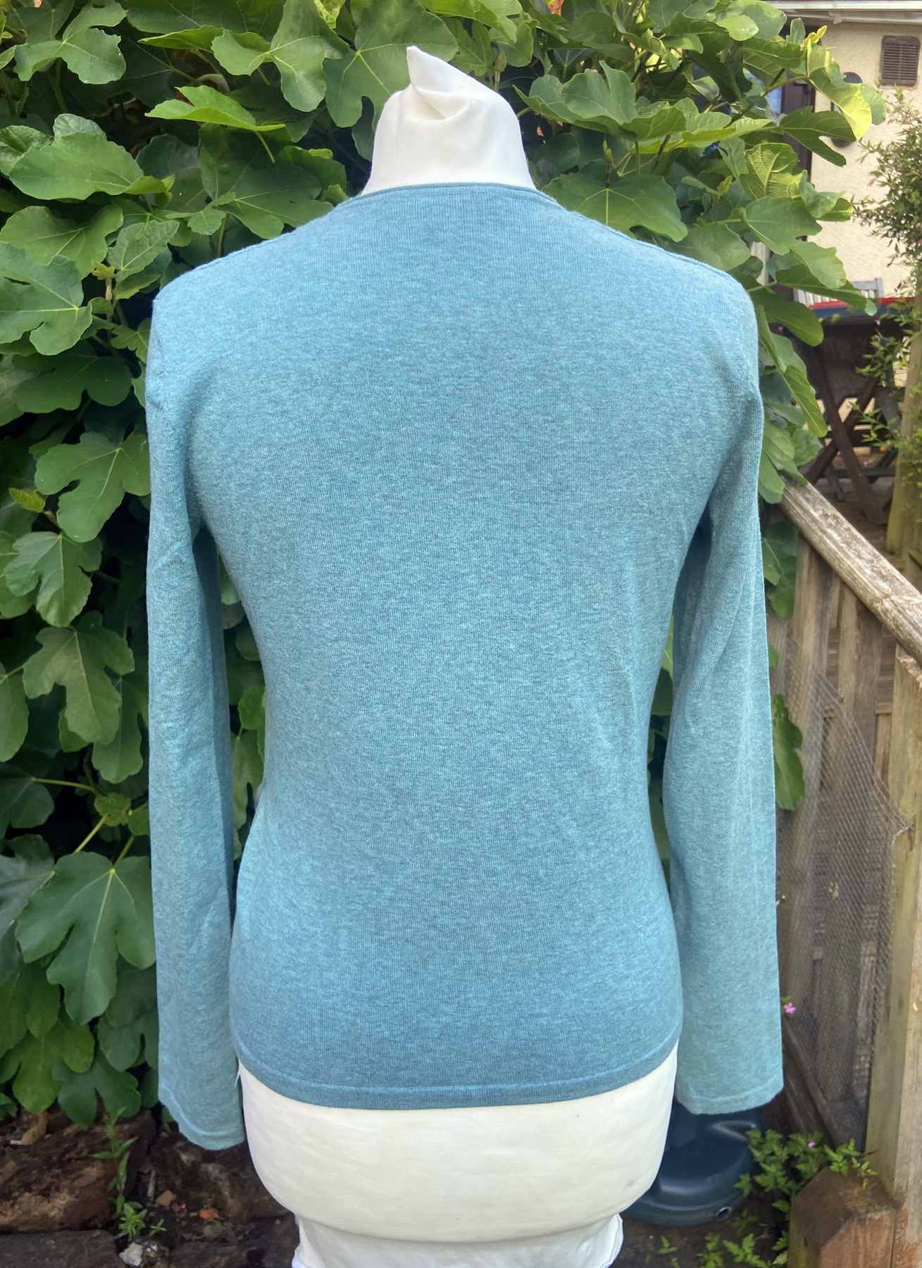 Turquoise Green V Neck Ballet Wrap Cardigan LAURA ASHLEY UK 10 (36) Cotton Blend - Image 2