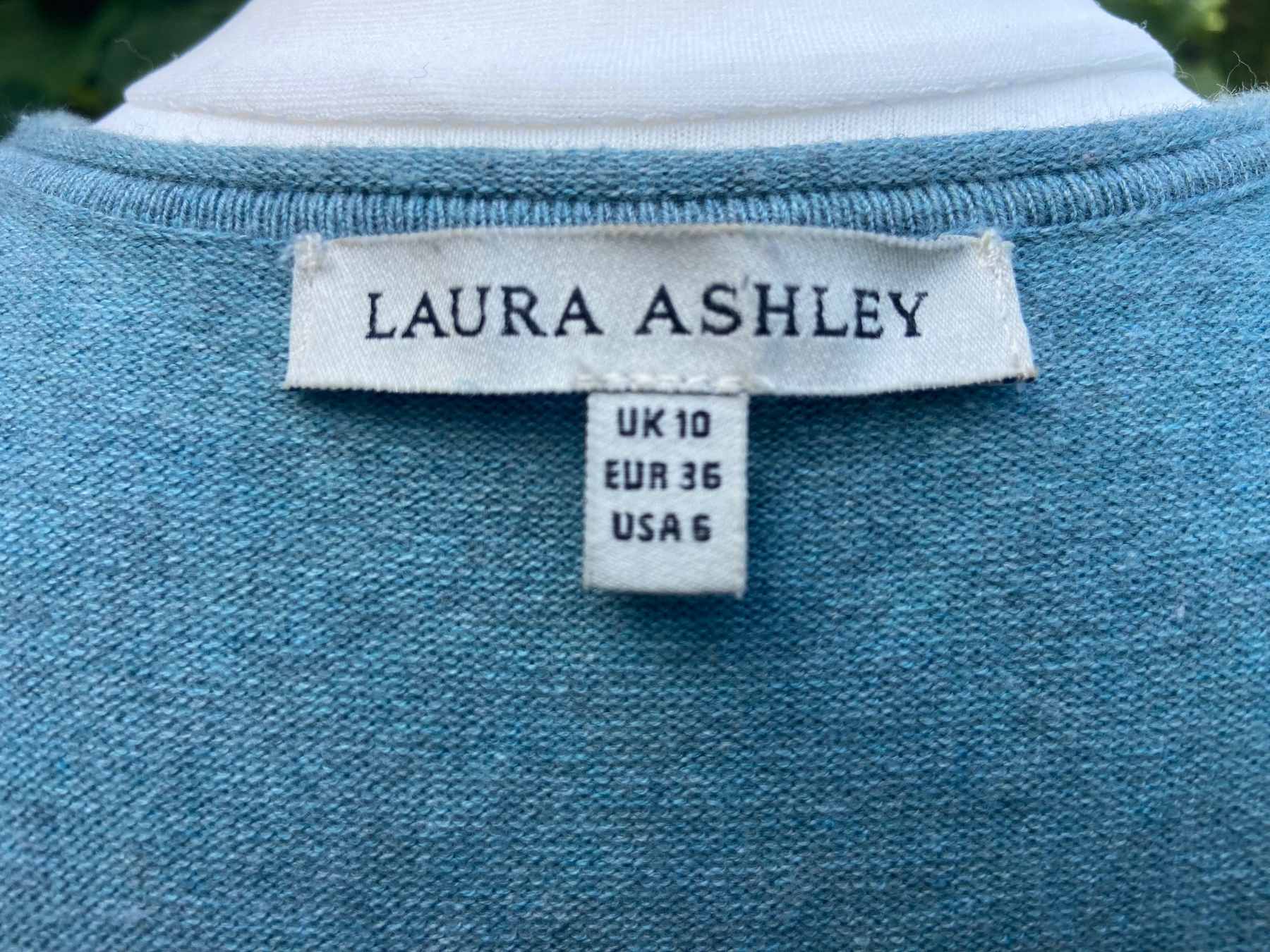 Turquoise Green V Neck Ballet Wrap Cardigan LAURA ASHLEY UK 10 (36) Cotton Blend - Image 6