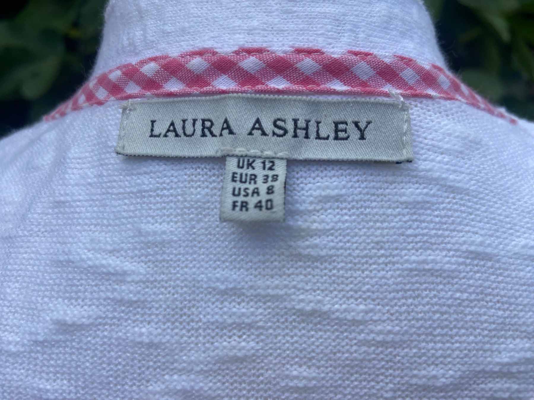 White V Neck Cardigan LAURA ASHLEY Size UK 12 Linen Cotton Blend Fine Knit - Image 7