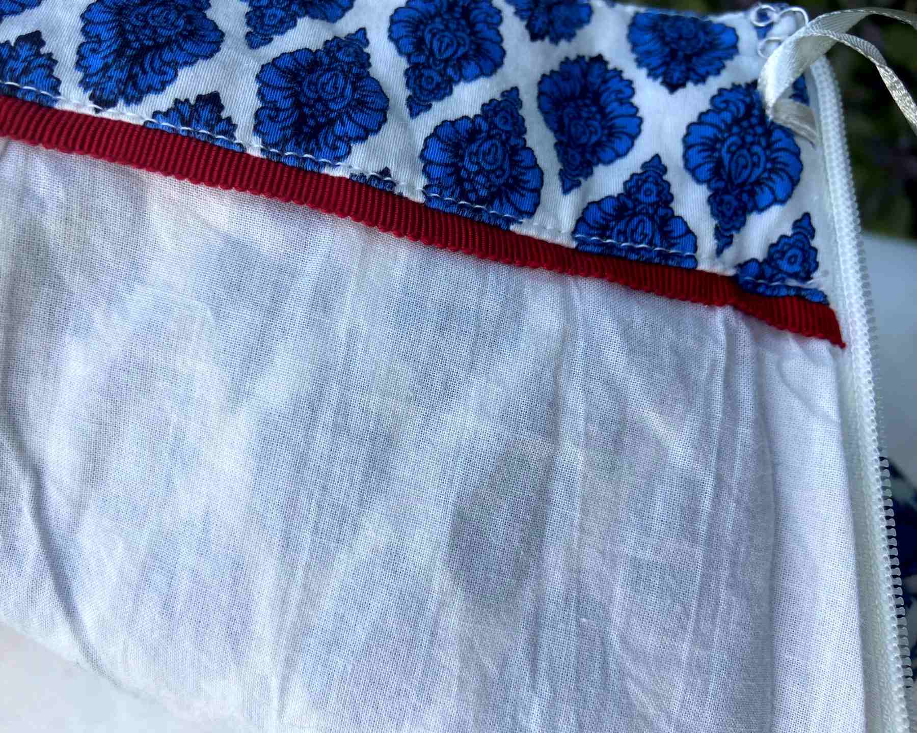 JOULES Blue Claris Damask Stretch Cotton Straight Skirt UK10 Lined Pockets Above Knee Length - Image 5
