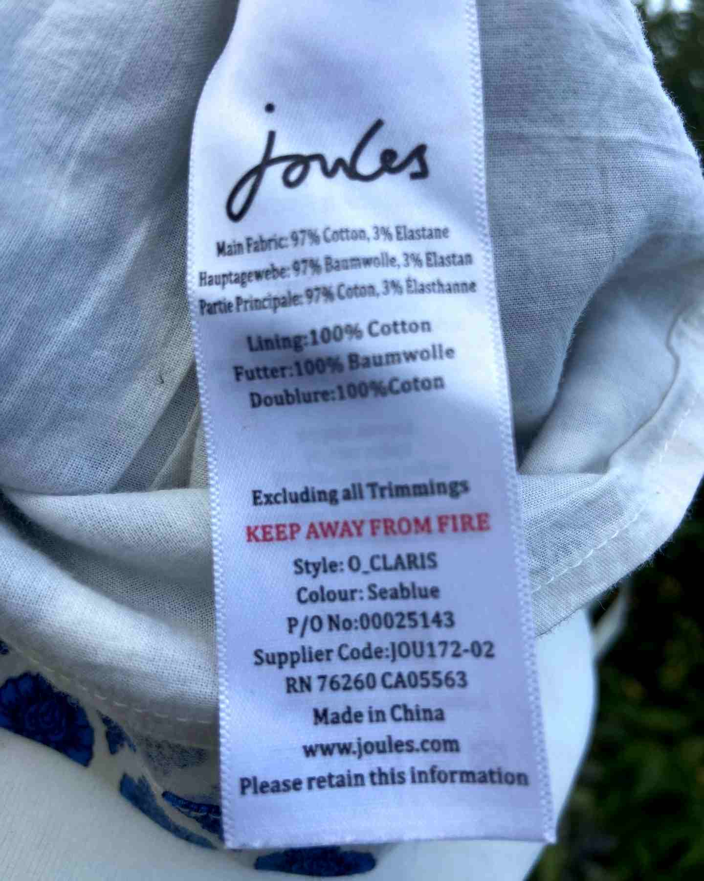 JOULES Blue Claris Damask Stretch Cotton Straight Skirt UK10 Lined Pockets Above Knee Length - Image 8