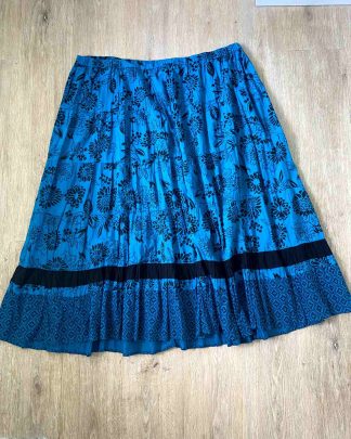 WHITE STAG Turquoise Blue Tiered Gypsy Skirt UK28 4X Boho Indian Cotton Elasticated Maxi