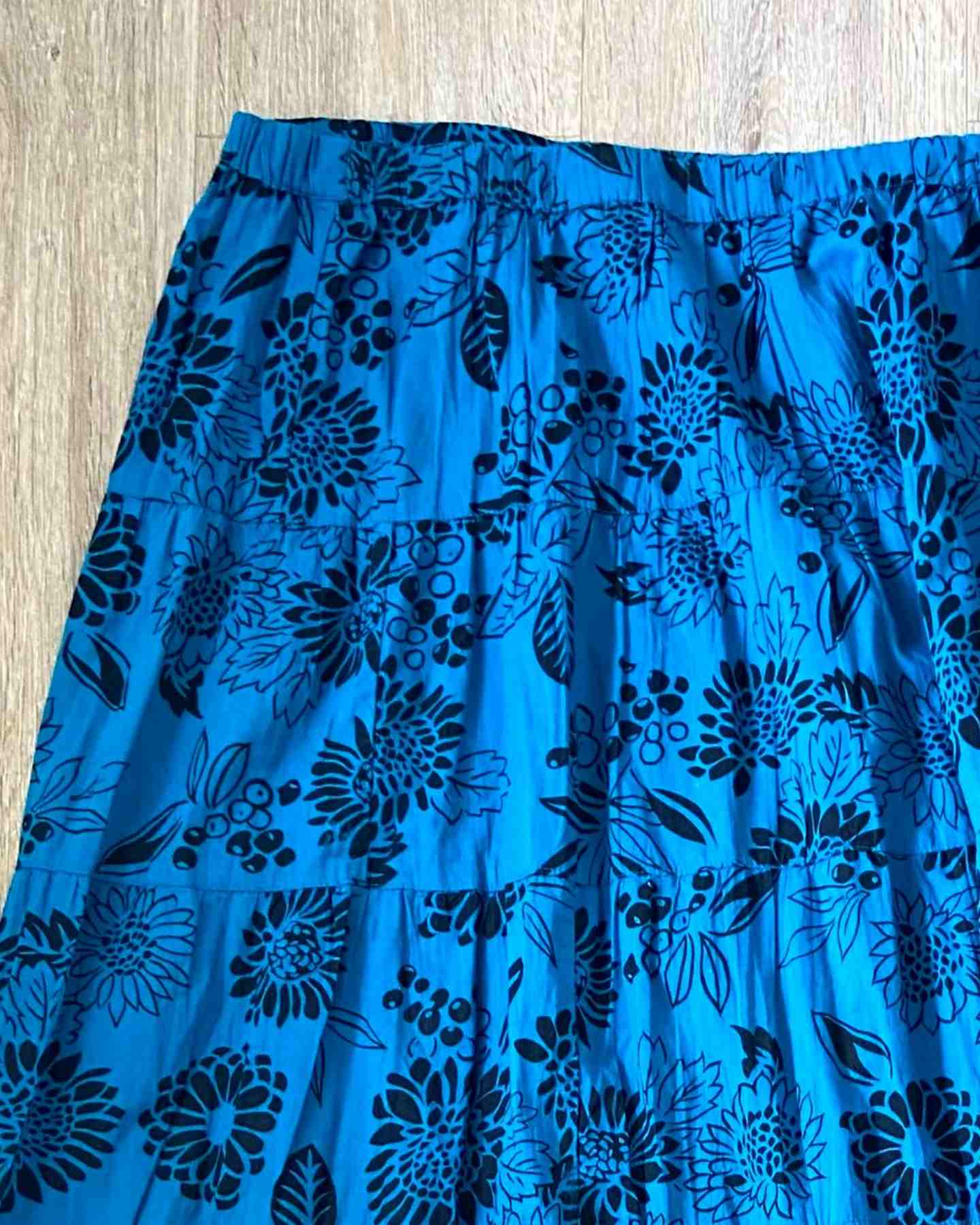 WHITE STAG Turquoise Blue Tiered Gypsy Skirt UK28 4X Boho Indian Cotton Elasticated Maxi - Image 3