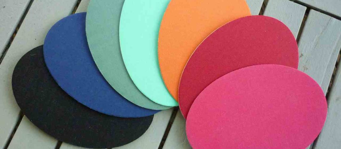 fan display of coloured elbow patches